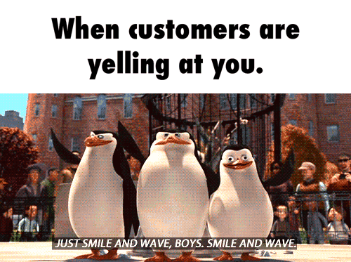 Penguins waving after memorable customer experience